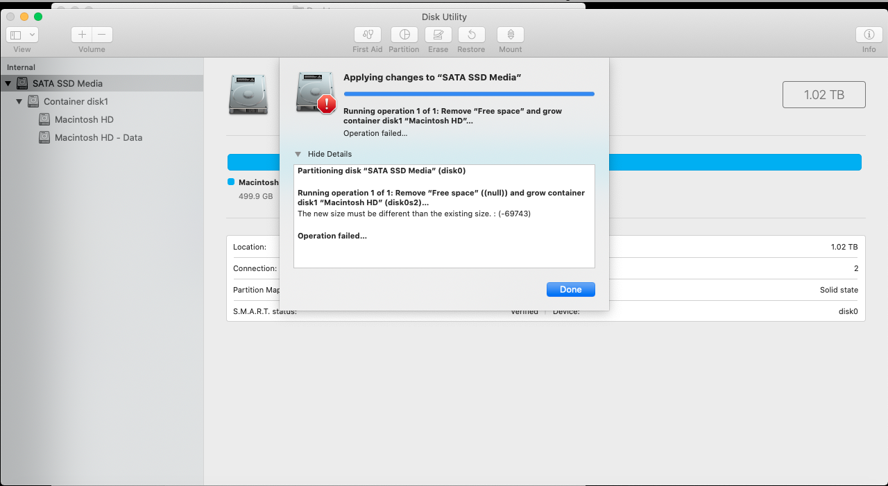 Os Installation Partition Error Message error message (69743) trying to Combine partitions on Mac OS X using ...