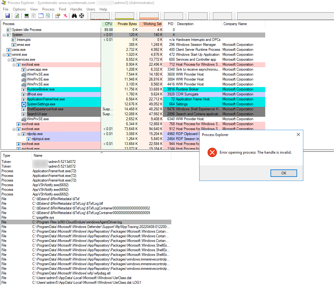 Solved: Unable to Close Handle in Process Explorer or Handle | Experts ...