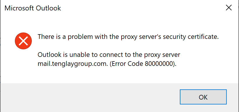 Solved: Outlook error message when open from external network | Experts ...