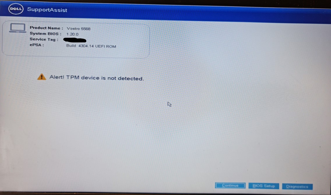 Solved: Dell Vostro 5568 - Alert! TPM device not detected. | Experts  Exchange