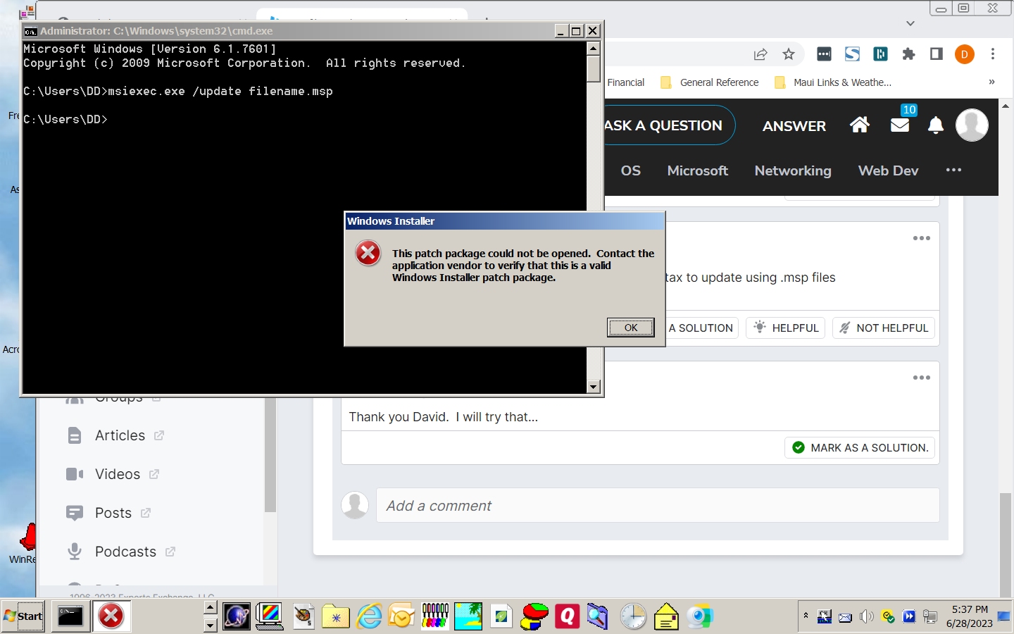 Msp File Solved: MSP file issue | Experts Exchange