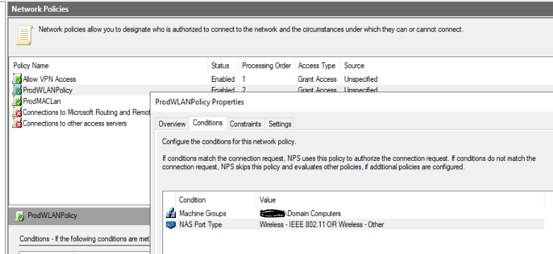 Nps Authentication Solved: Microsoft NPS authentication against two groups? | Experts Exchange