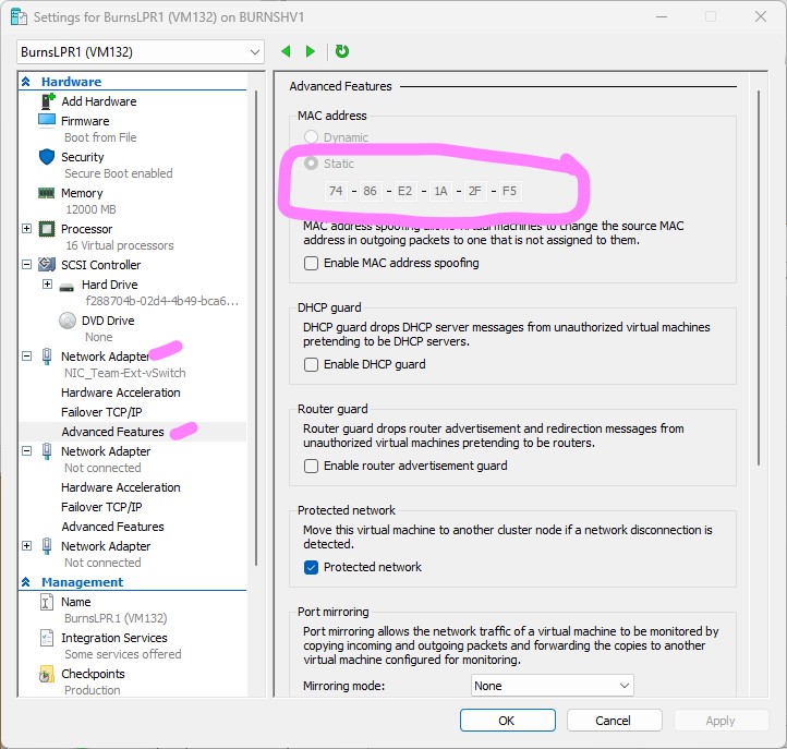 Solved: Hyper-V won't let me change static MAC address of VM | Experts ...