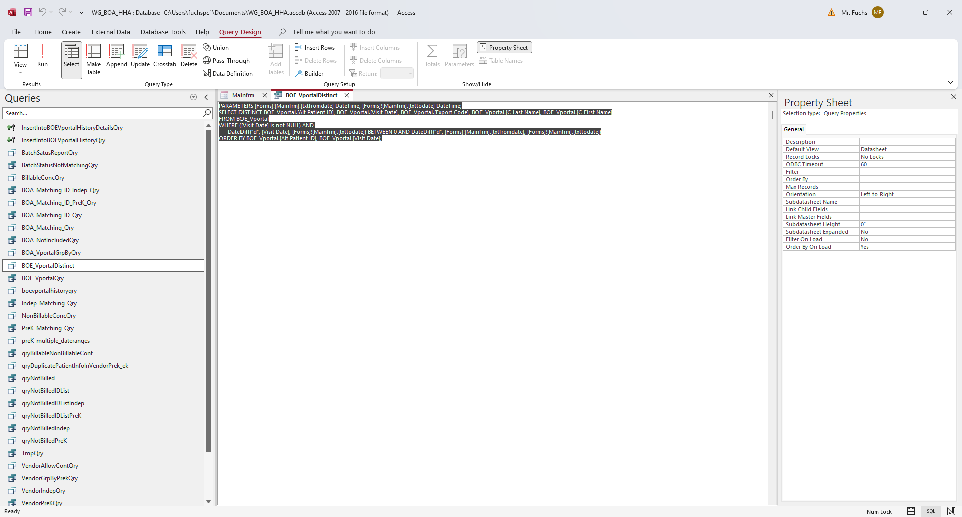 Query Needed Solved: Query doesn't work by code. | Experts Exchange