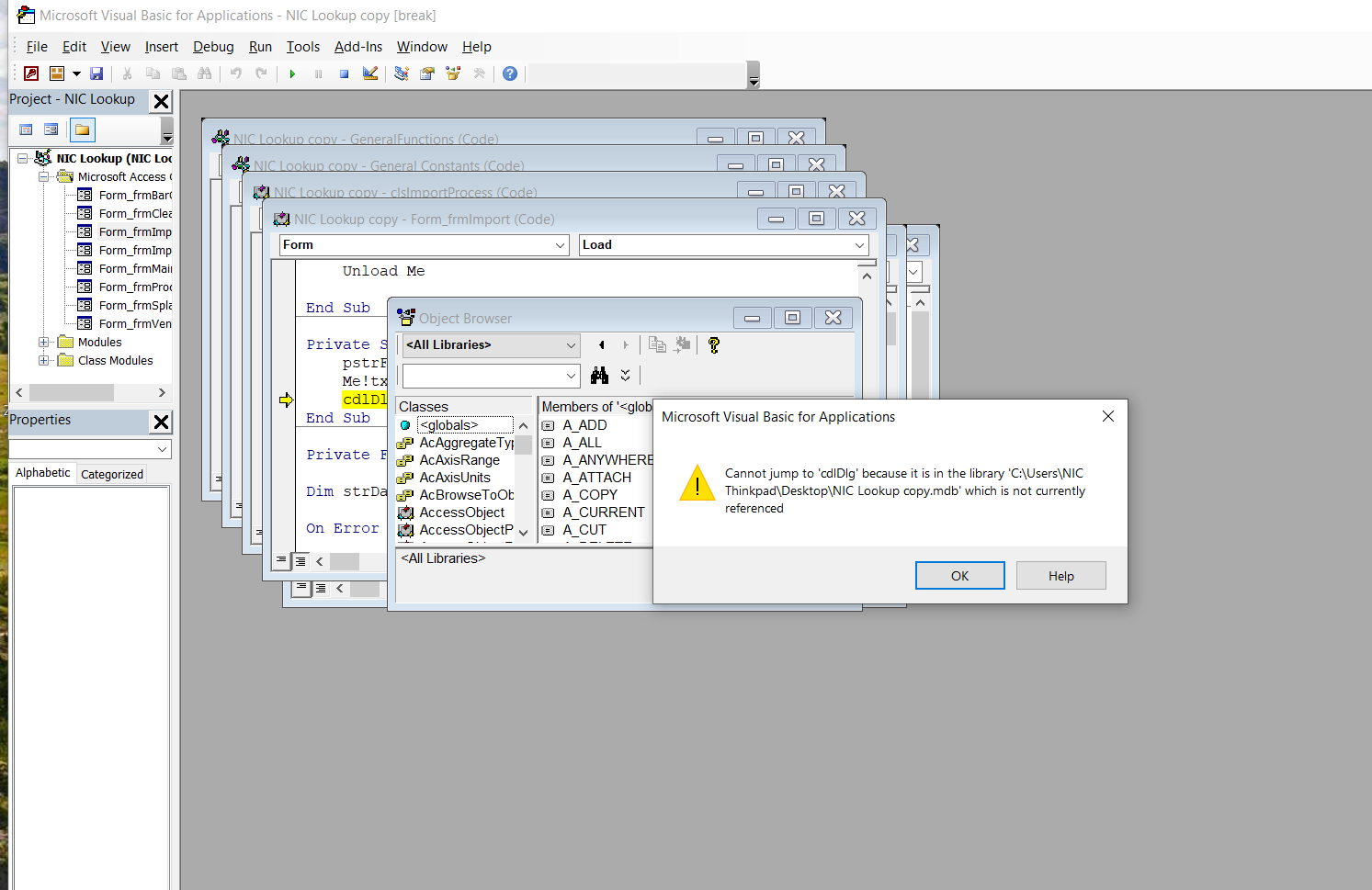 Solved: access database has debug issue | Experts Exchange