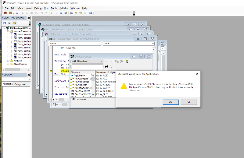 Solved: access database has debug issue | Experts Exchange