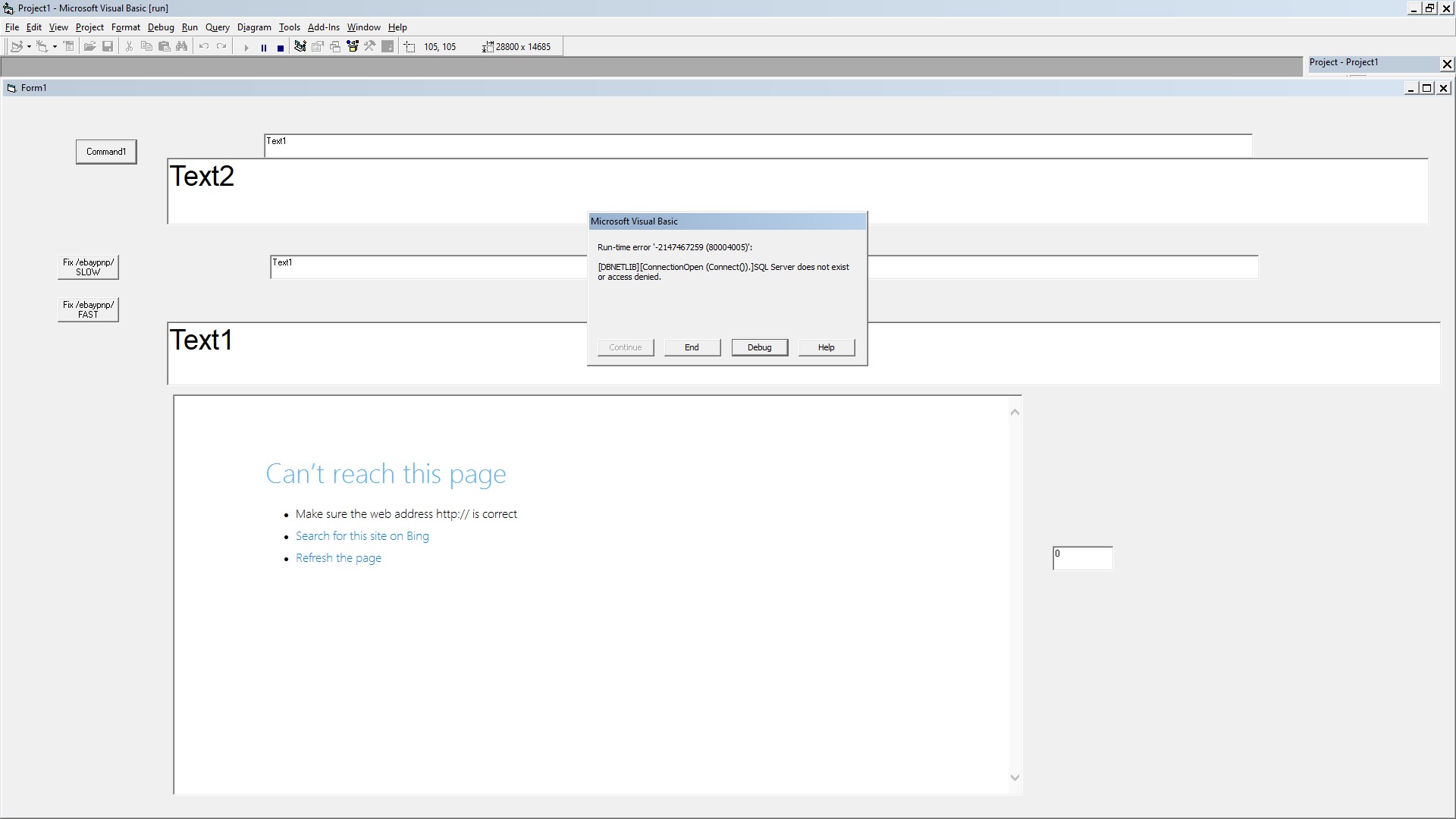 Solved: Trying to connect to SQL Server through VB | Experts Exchange