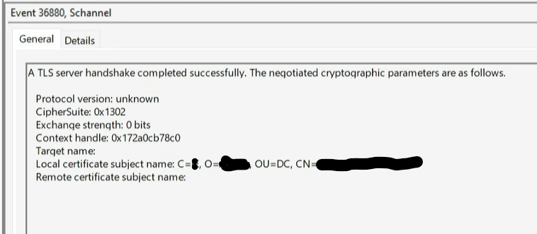 Solved: TLS auditing on Domain Controllers Event ID 36880 Protocol