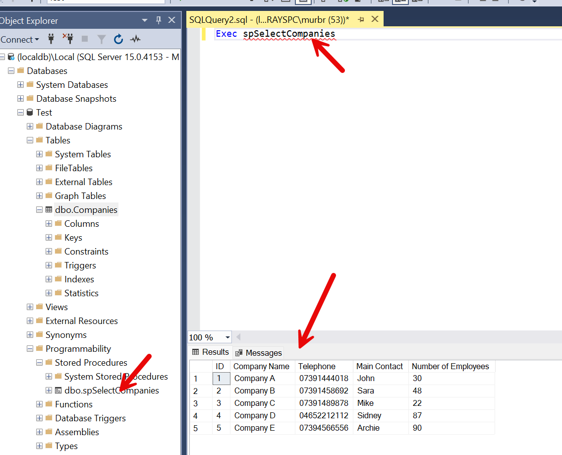 Solved: Could not find the stored procedure | Experts Exchange