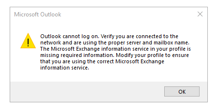 Recurring Outlook error | Experts Exchange