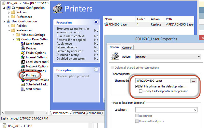 set default printer gpo