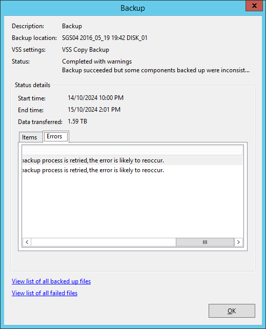 Windows Server 2012 R2 Local Backup Completed with Warnings - The ...