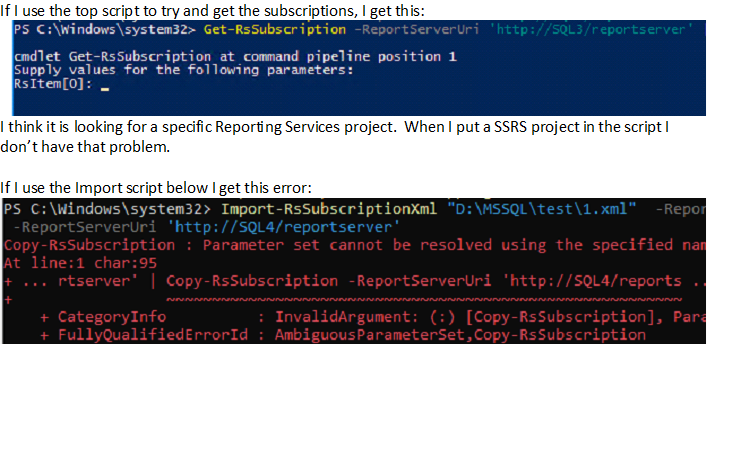 Running Powershell script to import SQL subscriptions | Experts Exchange