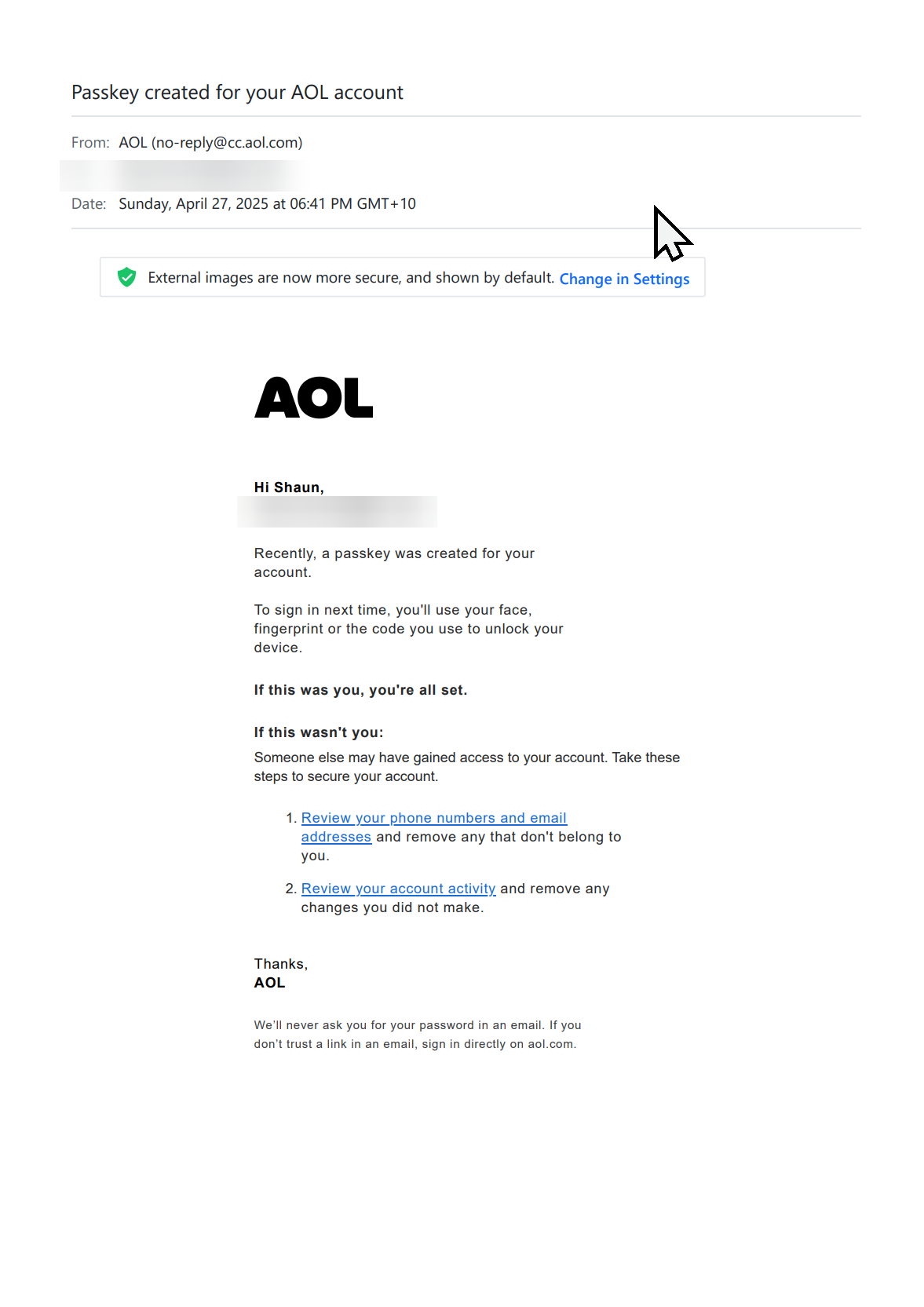 Solved: How can I convert an email received in by web browser based AOL ...