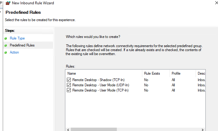 cannot access terminal server after enable domain firewall | Experts ...