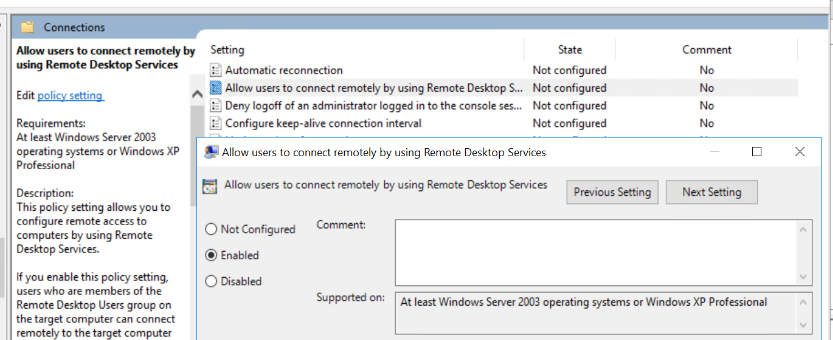 cannot access terminal server after enable domain firewall | Experts ...