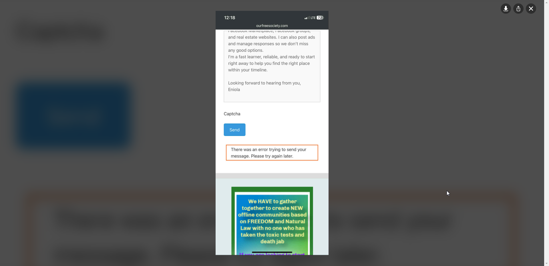 People keep getting errors when they try to contact me from my site ...