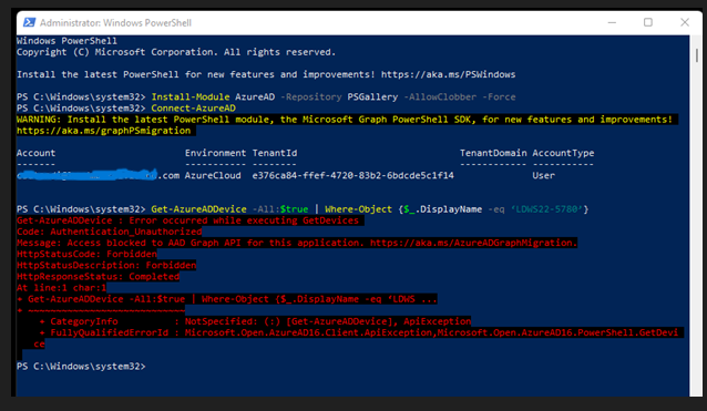 Solved: To find a device in Microsoft Azure and Intune with PowerShell ...