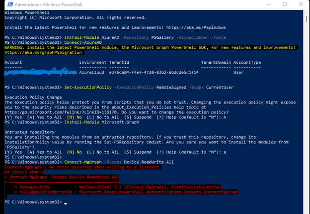 Solved: I have difficulty to install the Microsoft Graph PowerShell SDK ...