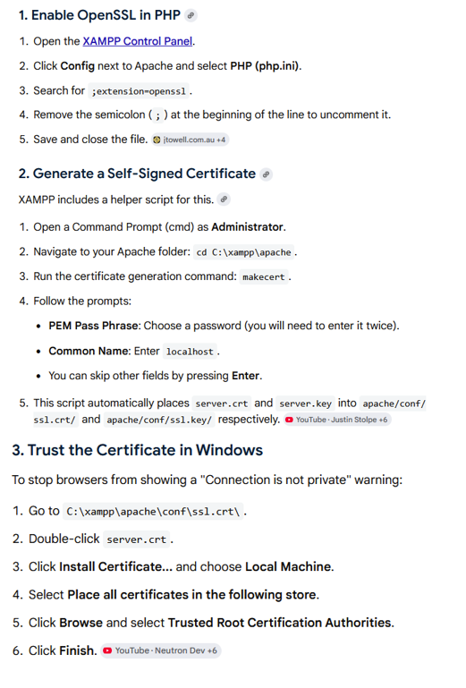 Solved: SSL for Windows 11 XAMPP 8.1.25 | Experts Exchange
